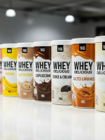 Whey Delicious, 1kg Aardbei Whey Delicious, 1kg Banaan Whey Delicious, 1kg Cappuccino Whey Delicious, 1kg Chocolade Whey Delicious, 1kg Cookie & cream Whey Delicious, 1kg Salted Caramel Whey Delicious, 1kg verschillende smaken